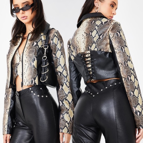 I.AM.GIA Alabama Snake Skin Crop Jacket Size L - Picture 3 of 13